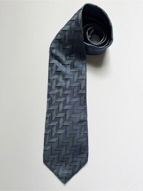 Gino Rossini Blue Silk Geometric Tie Made in Italy